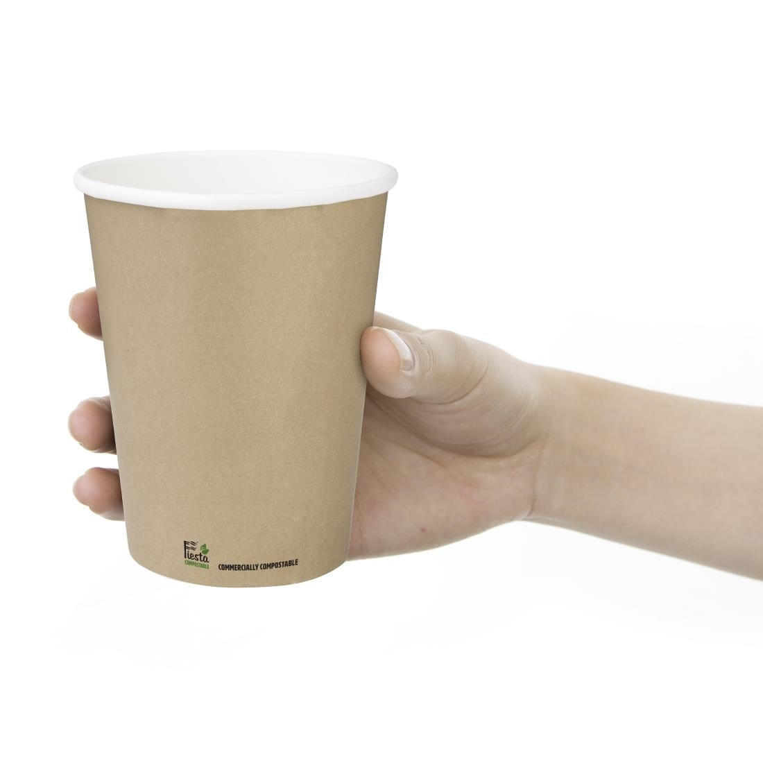 CU982 Fiesta Compostable Coffee Cups Single Wall 340ml / 12oz (Pack of 1000)