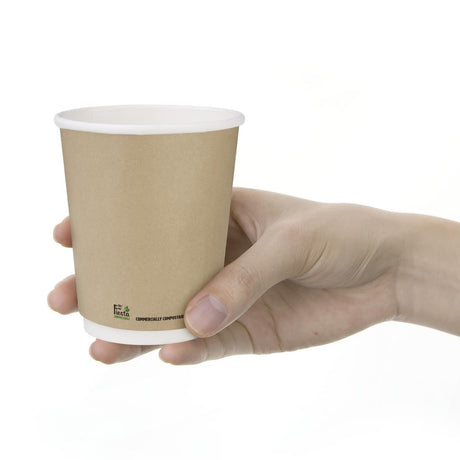 CU985 Fiesta Compostable Coffee Cups Double Wall 227ml / 8oz (Pack of 25)