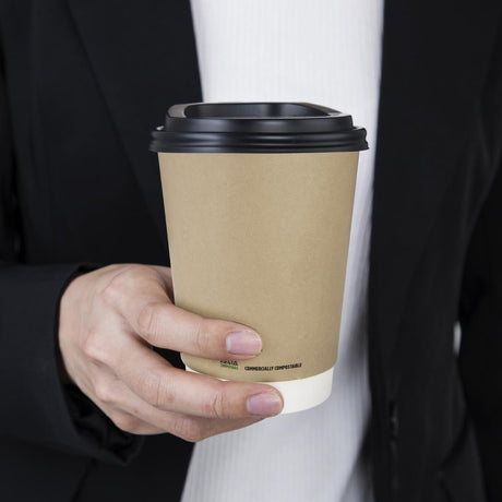 CU986 Fiesta Compostable Coffee Cups Double Wall 340ml 12oz (Pack of 500)