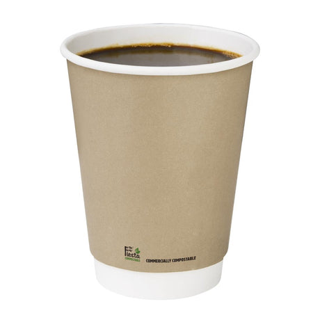 CU987 Fiesta Compostable Coffee Cups Double Wall 340ml 12oz (Pack of 25)
