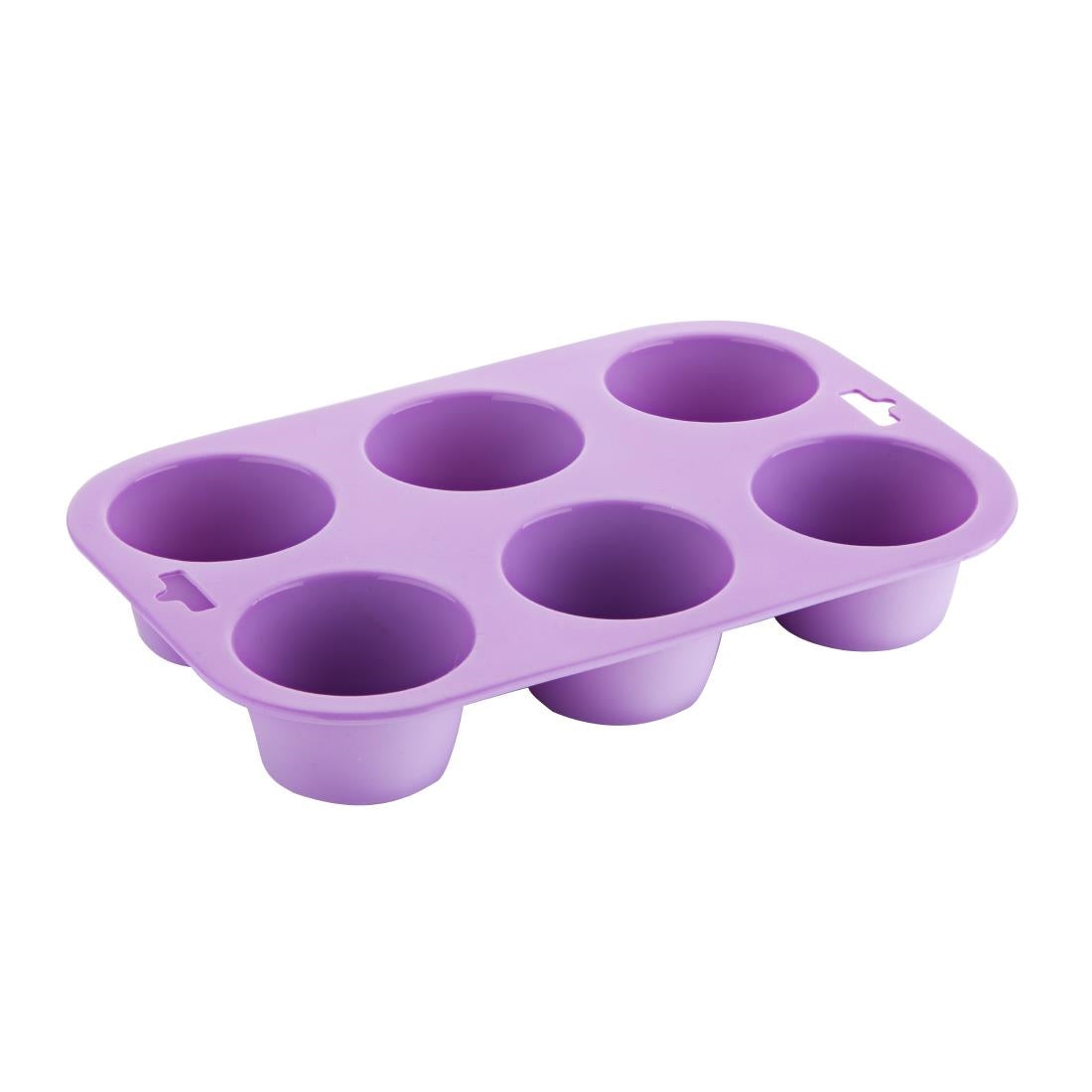 CX047 Hygiplas Flexible Silicone Six Hole Purple Muffin Pan