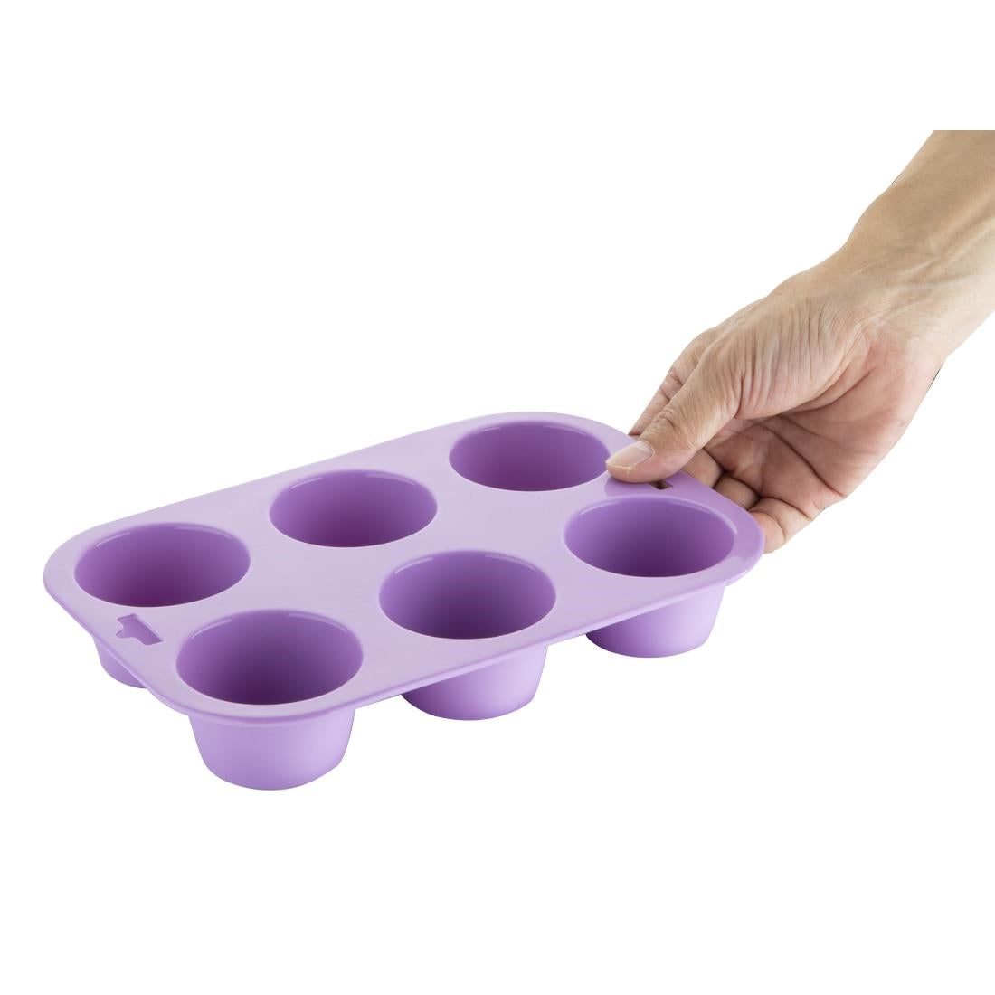 CX047 Hygiplas Flexible Silicone Six Hole Purple Muffin Pan