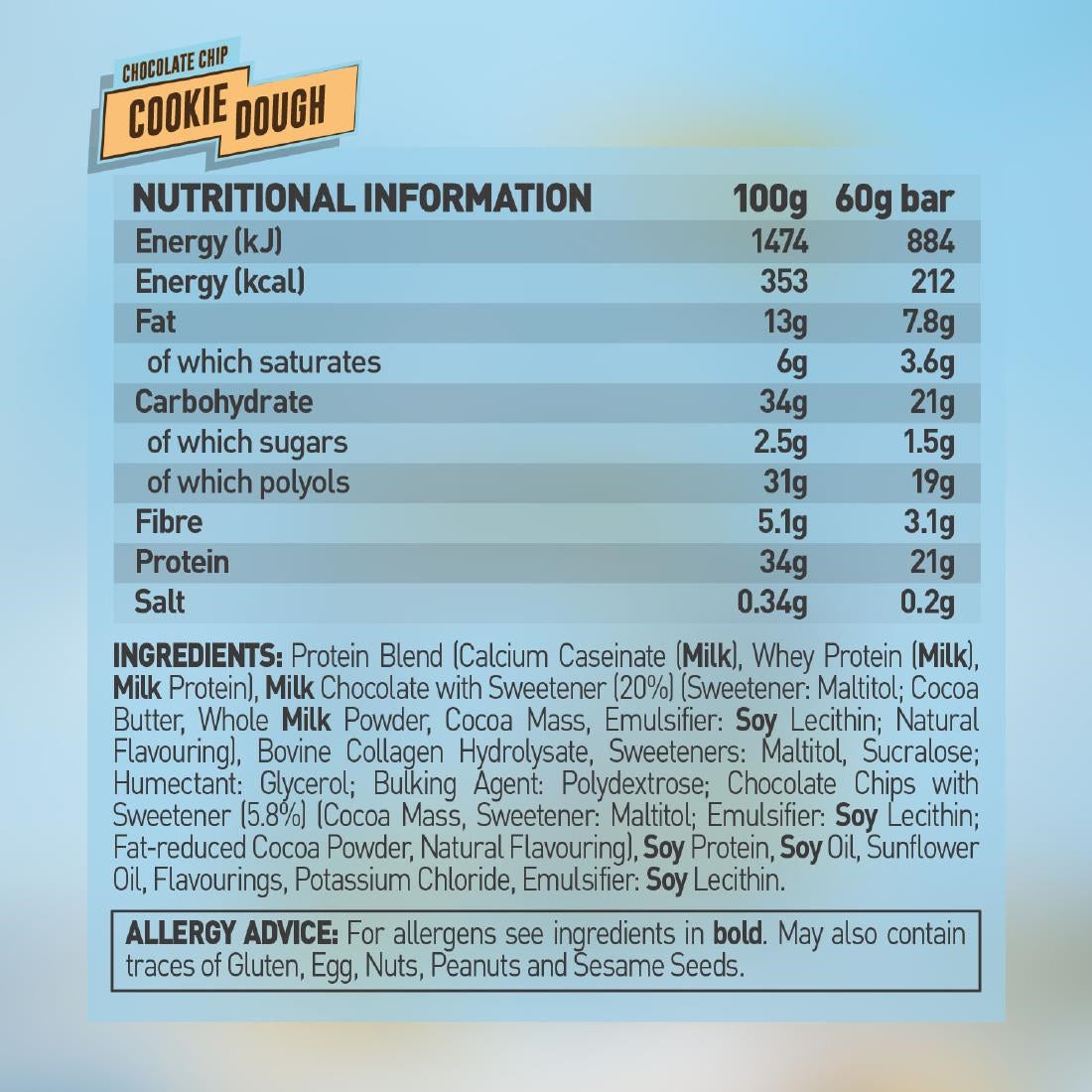 CZ776 Grenade Protein Bar Choc Chip Cookie Dough 60g (Pack of 12)