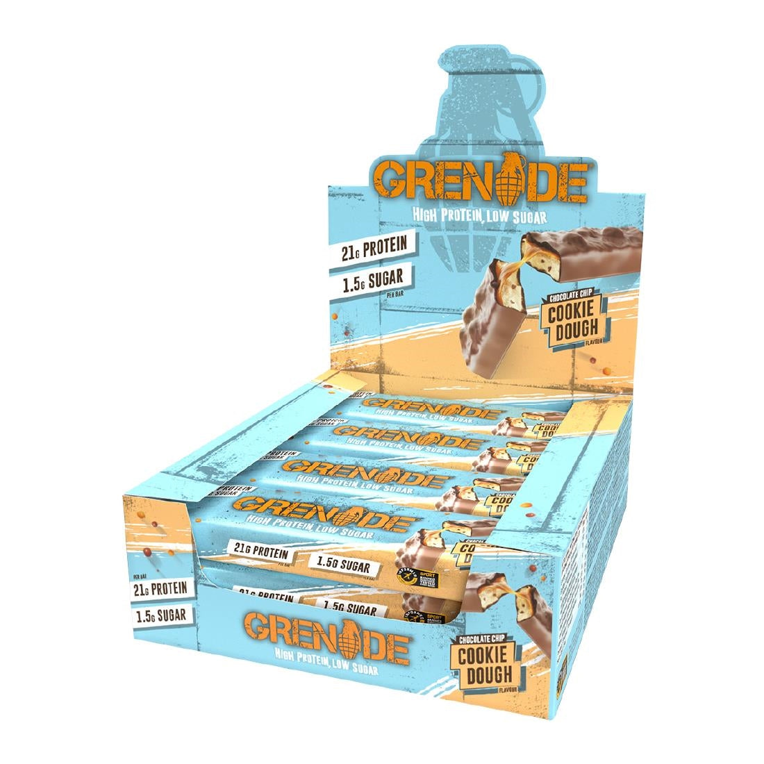 CZ776 Grenade Protein Bar Choc Chip Cookie Dough 60g (Pack of 12)