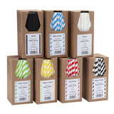 CZ912 Beaumont Blue & White Stripped Bore Paper Straw 8 Inch 6mm (Pack of 250)