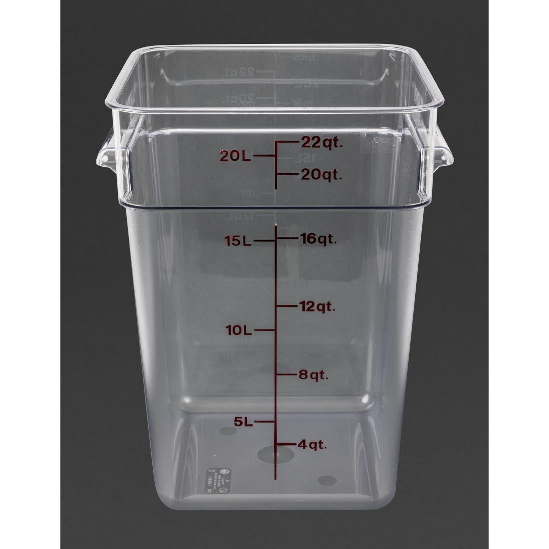 DB012 Cambro Square Polycarbonate Food Storage Container 20.8 Ltr (Pack of 6)