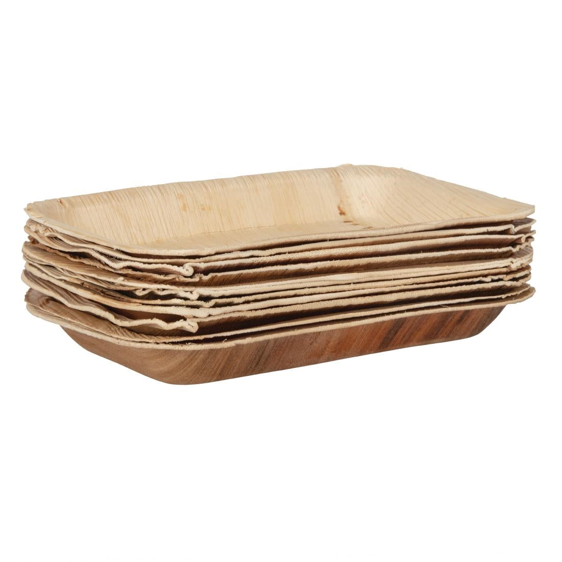 HT874 Fiesta Compostable Deep Palm Leaf Plates Rectangular 250mm (Pack of 100)