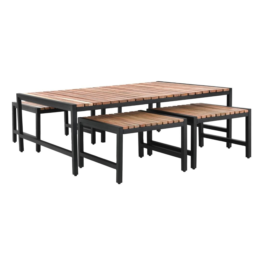 DK903 Bolero Steel and Acacia Low Coffee Table 1200x800mm