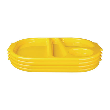 U039 Kristallon Large Polycarbonate Compartment Food Trays Yellow 375mm