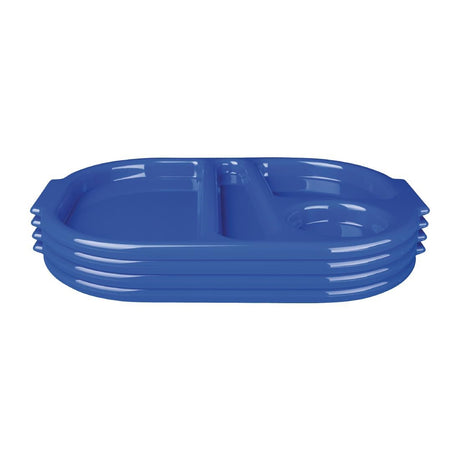 U038 Kristallon Large Polycarbonate Compartment Food Trays Blue 375mm