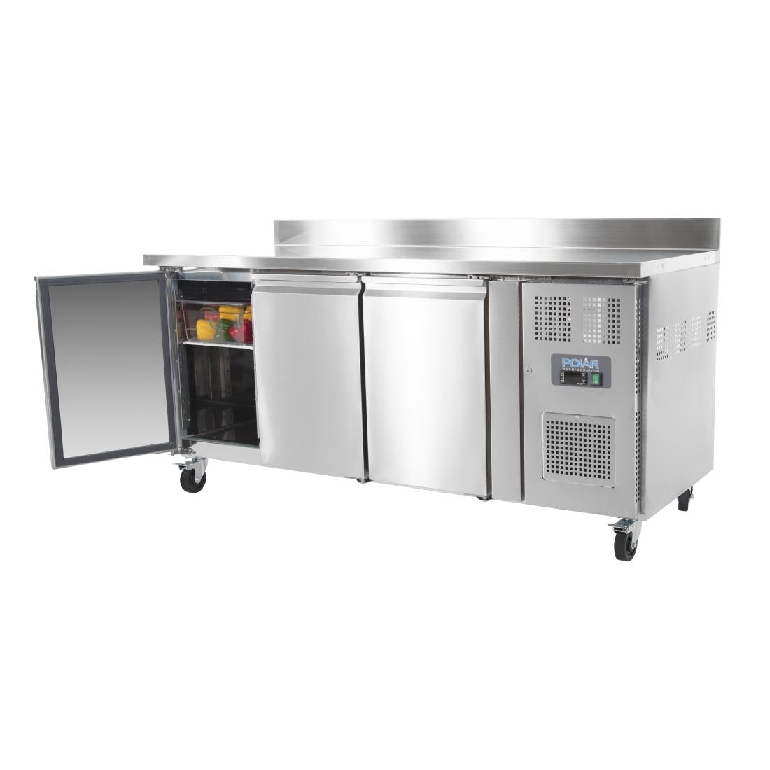 DL915 Polar U-Series Triple Door Counter Fridge with Upstand 417Ltr