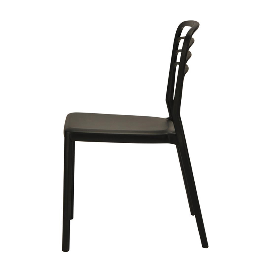 DM088 Newquay Ocean Plastic Outdoor Chair in Black (Pack of 4)