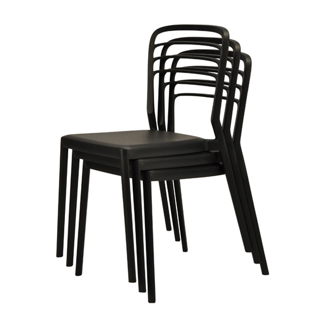 DM088 Newquay Ocean Plastic Outdoor Chair in Black (Pack of 4)