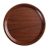 Cambro Mykonos Laminate Round Canteen Trays Walnut 380mm (24 Pack)