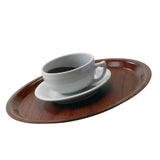 Cambro Mykonos Laminate Round Canteen Trays Walnut 380mm (24 Pack)