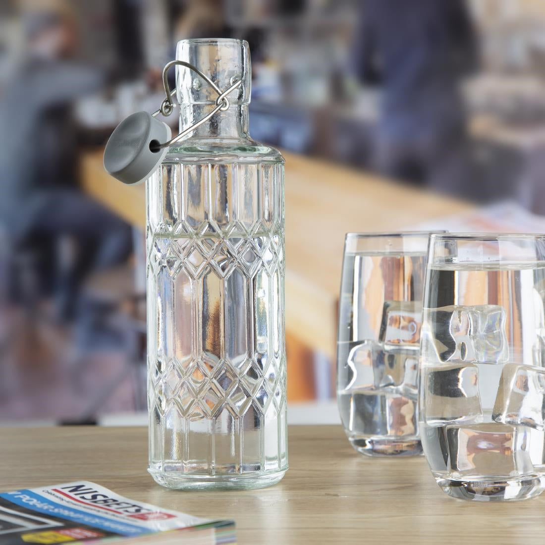 DN817 Olympia Geo Glass Water Bottle with Stopper 640ml (Pack of 6)