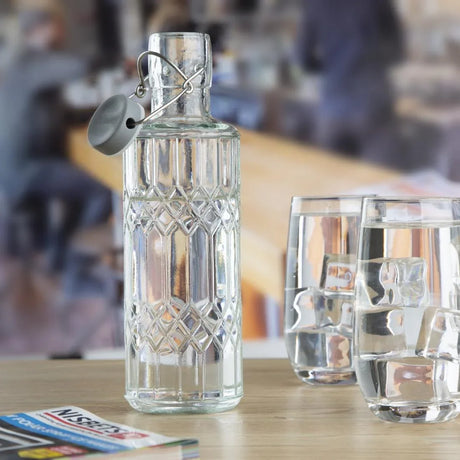 DN817 Olympia Geo Glass Water Bottle with Stopper 640ml (Pack of 6) - JD Catering Equipment Solutions Ltd