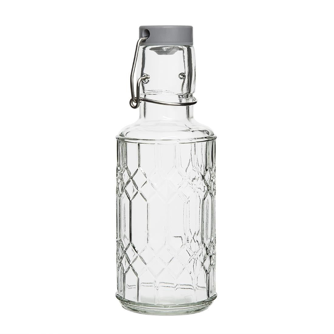 DN818 Olympia Geo Glass Water Bottle with Stopper 380ml (Pack of 6)