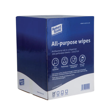 DN843 Robert Scott All-Purpose Antibacterial Cleaning Cloths Blue (Pack of 200) - JD Catering Equipment Solutions Ltd