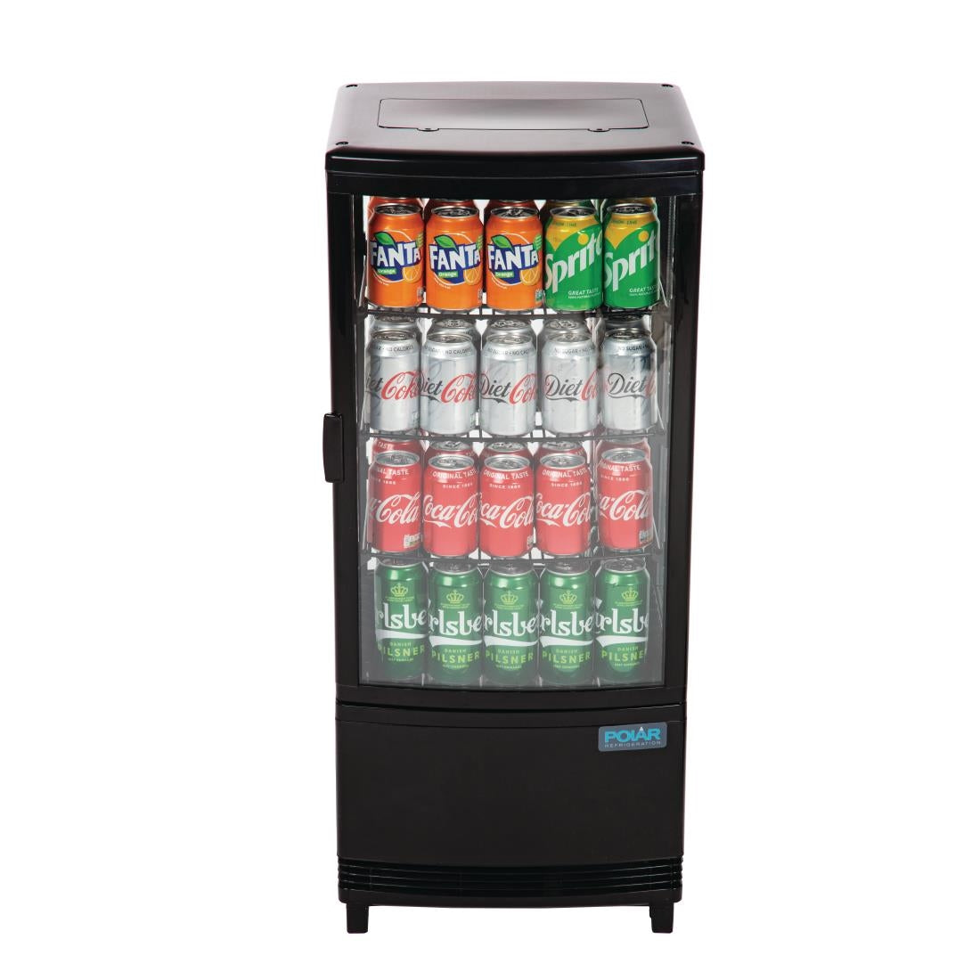 CX574 Polar C-Series Energy Efficient Curved Door Display Fridge Black 86Ltr