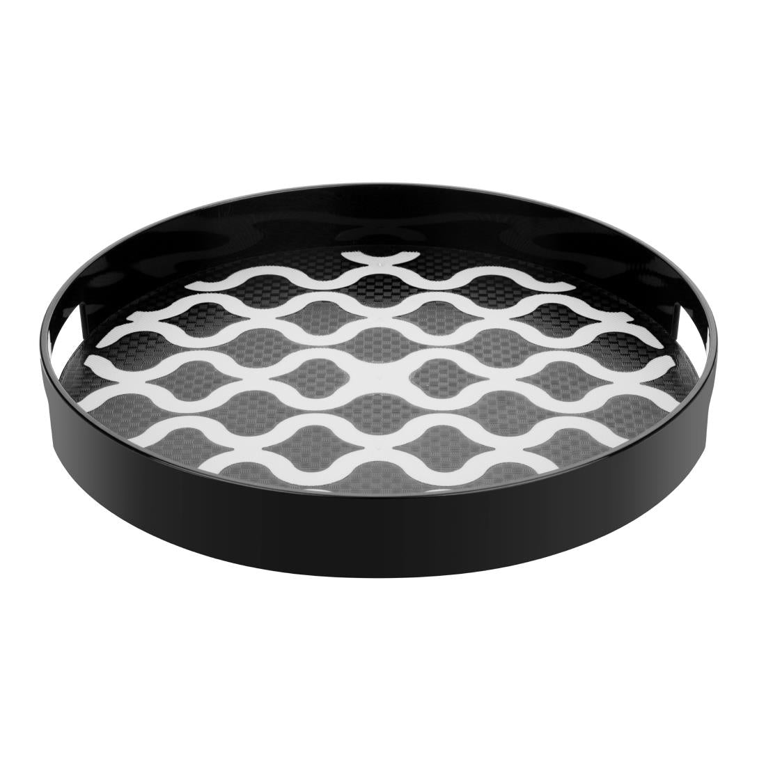 DP664 Olympia Kristallon PC Round Non Slip Tray with Handles 300mm