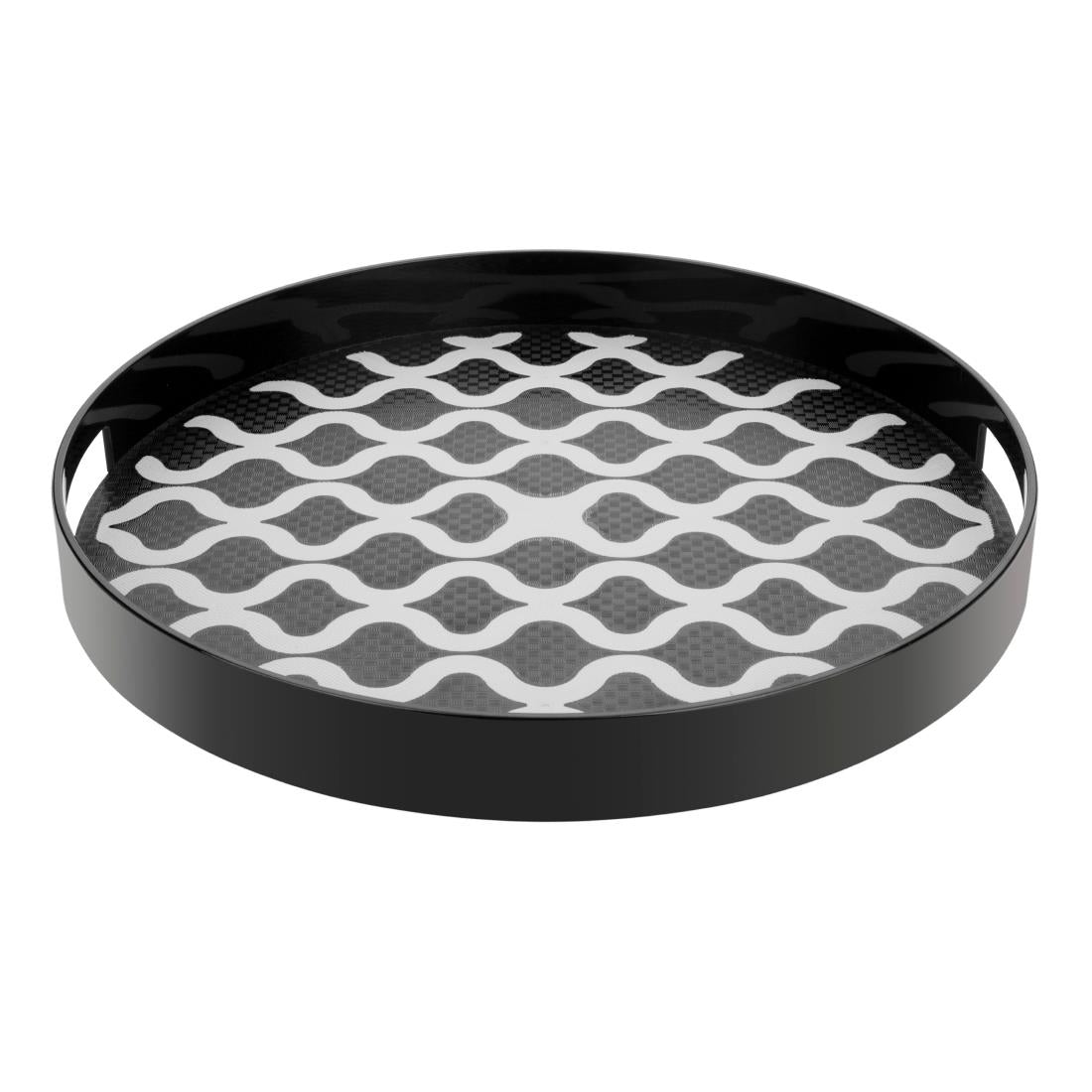 DP665 Olympia Kristallon PC Round Non Slip Tray With Handles 355mm