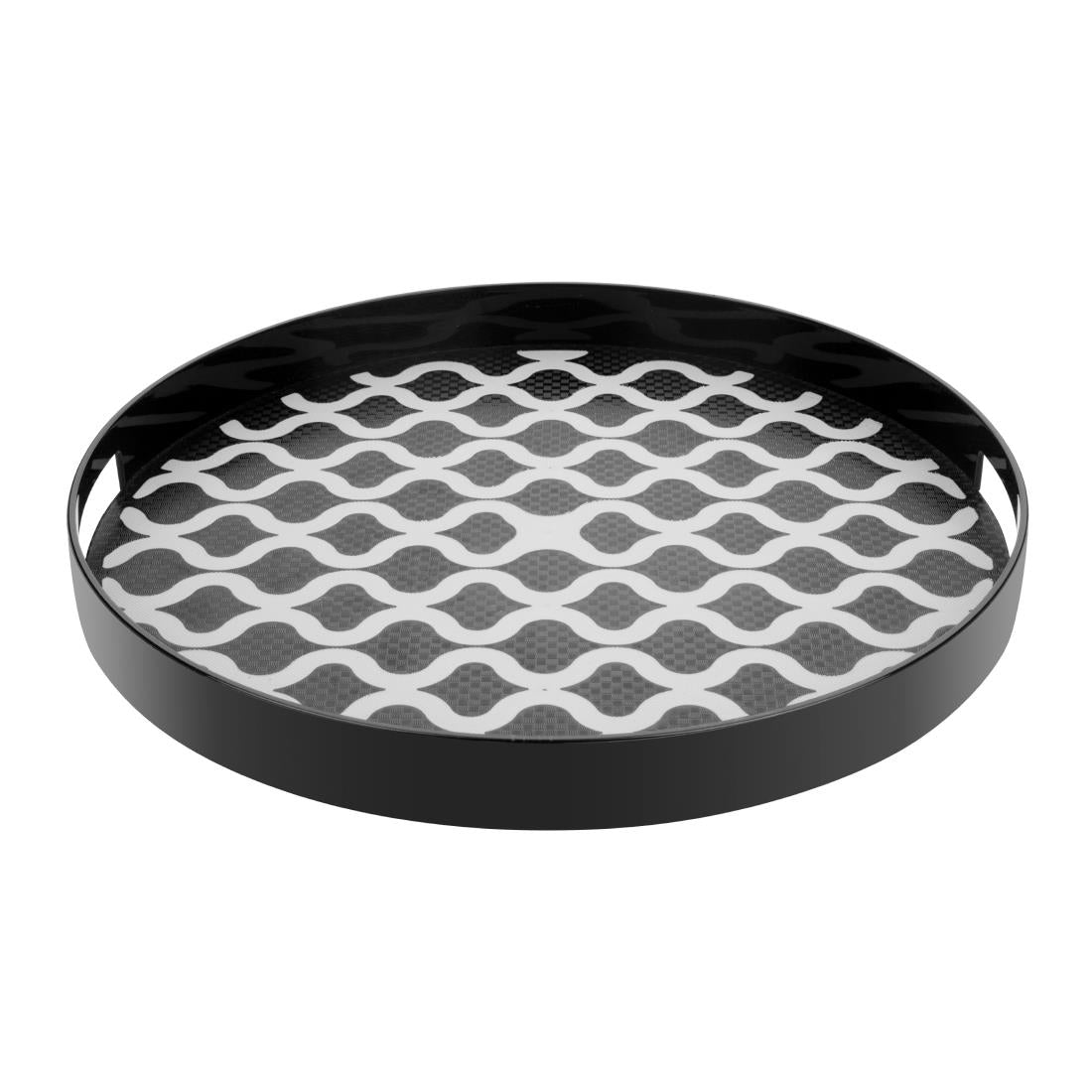 DP666 Olympia Kristallon PC Round Non Slip Tray With Handles 405mm