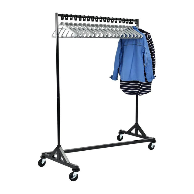 DP708 Black Garment Rail with 20 Grey Hangers - JD Catering Equipment Solutions Ltd