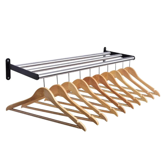 DP713 Wall Fixing Coat Rack with 10 Wooden Hangers - JD Catering Equipment Solutions Ltd