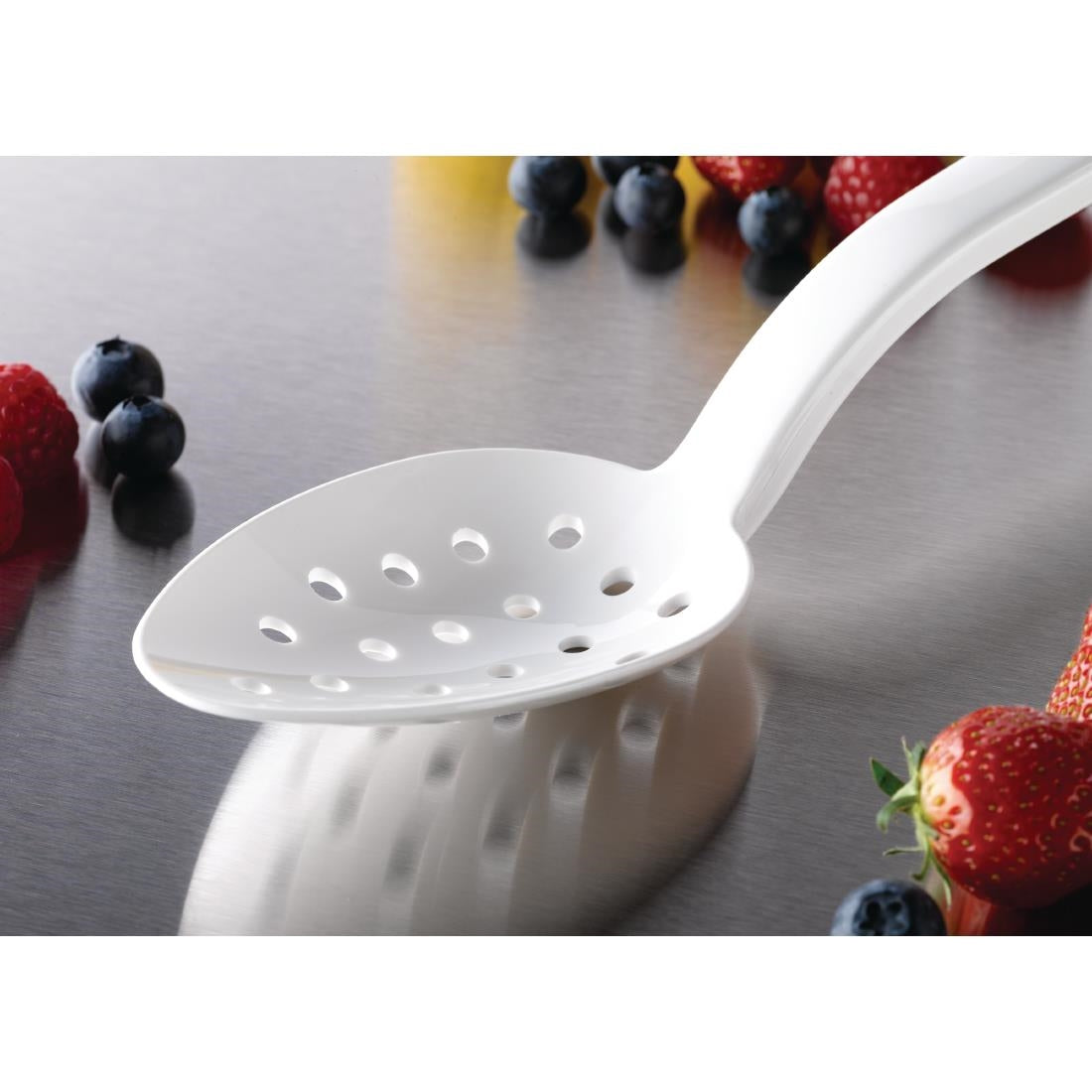 DR197 Matfer Bourgeat Exoglass Perforated Serving Spoon White 13"