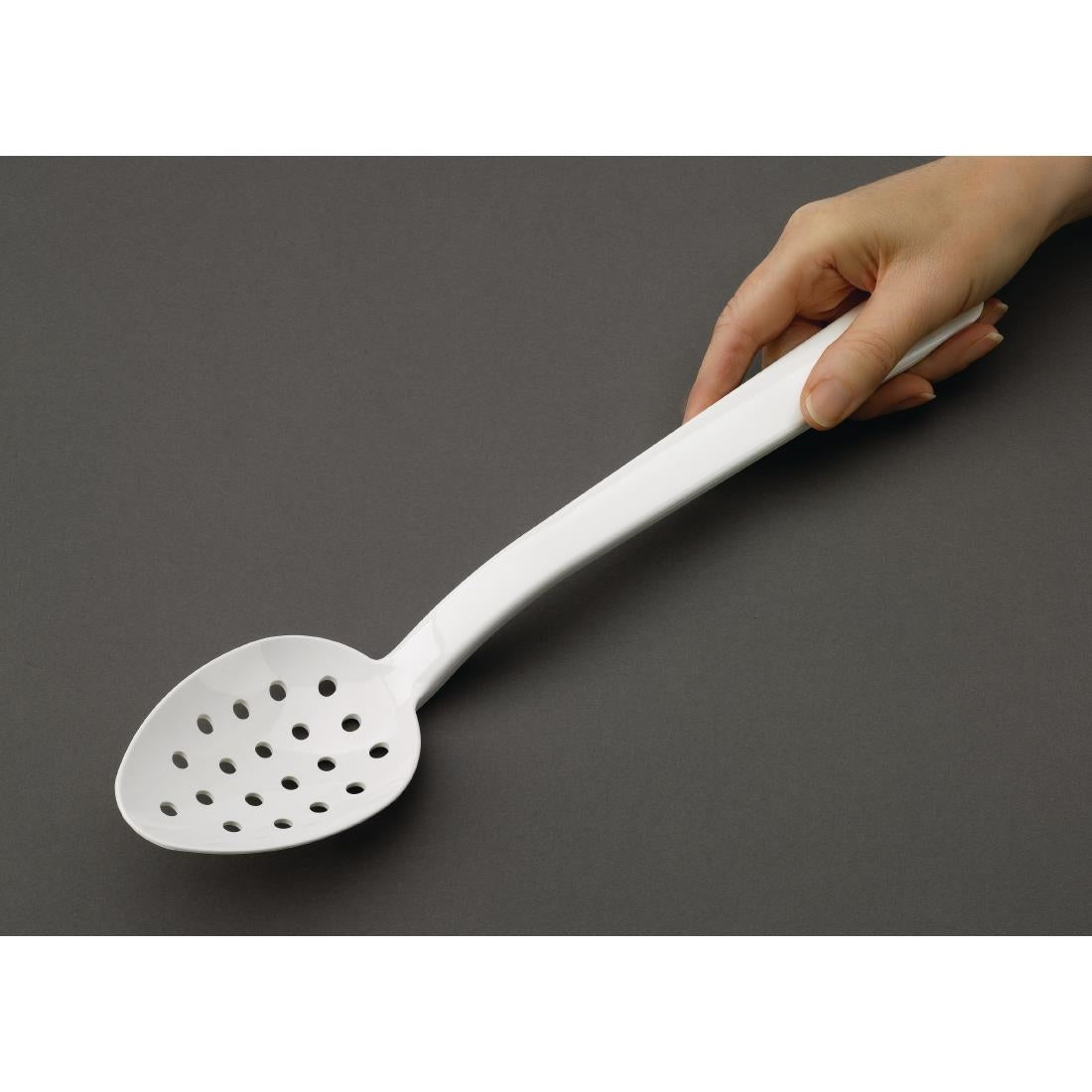 DR197 Matfer Bourgeat Exoglass Perforated Serving Spoon White 13"