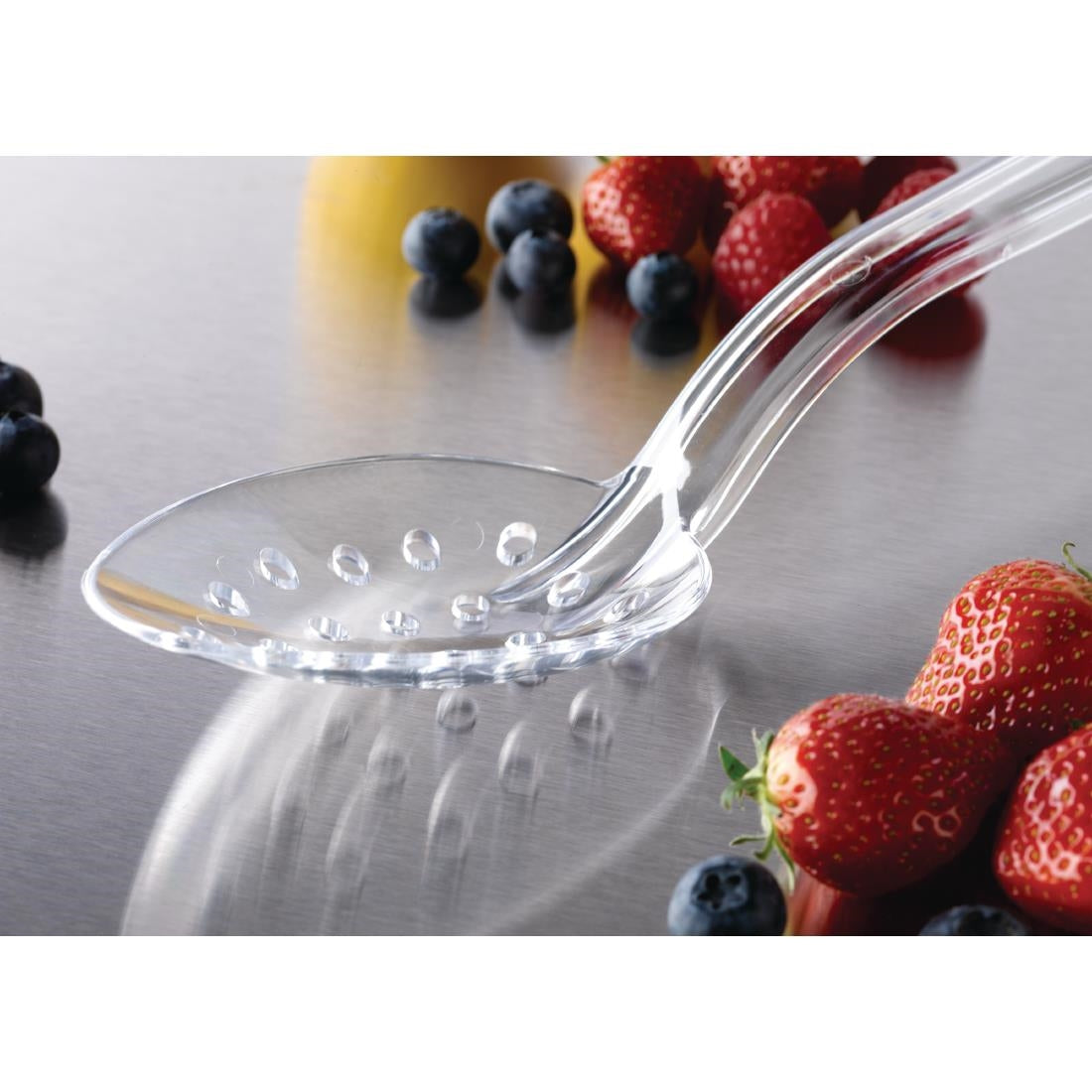 DR198 Matfer Bourgeat Exoglass Perforated Serving Spoon Clear 13"