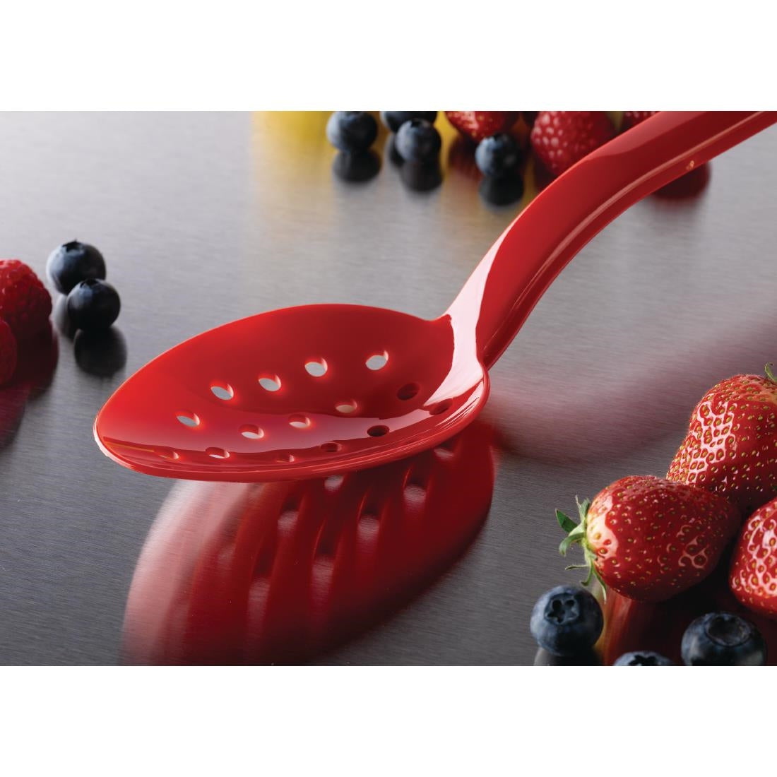 DR199 Matfer Bourgeat Exoglass Perforated Serving Spoon Red 13"