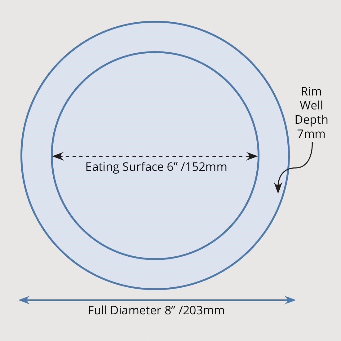 DW140 Olympia Heritage Raised Rim Plates Blue 203mm (Pack of 4)