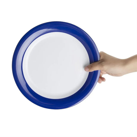 DX436 Olympia Kristallon Gala Melamine Plates Blue Rim 240mm (Pack of 6) - JD Catering Equipment Solutions Ltd