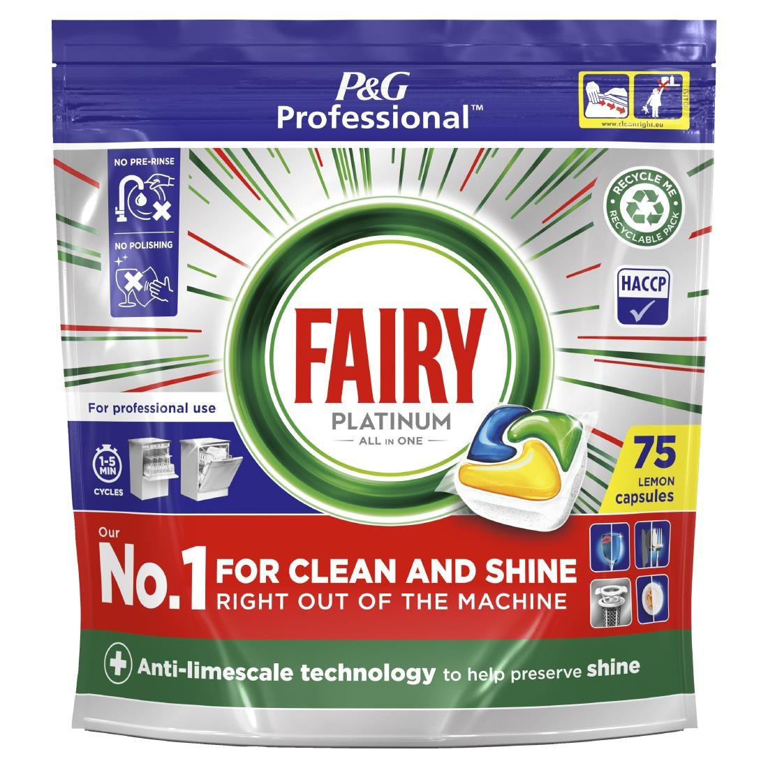 DX544 Fairy Professional Platinum Dishwasher Tablets Lemon (Pack of 3 x 75)