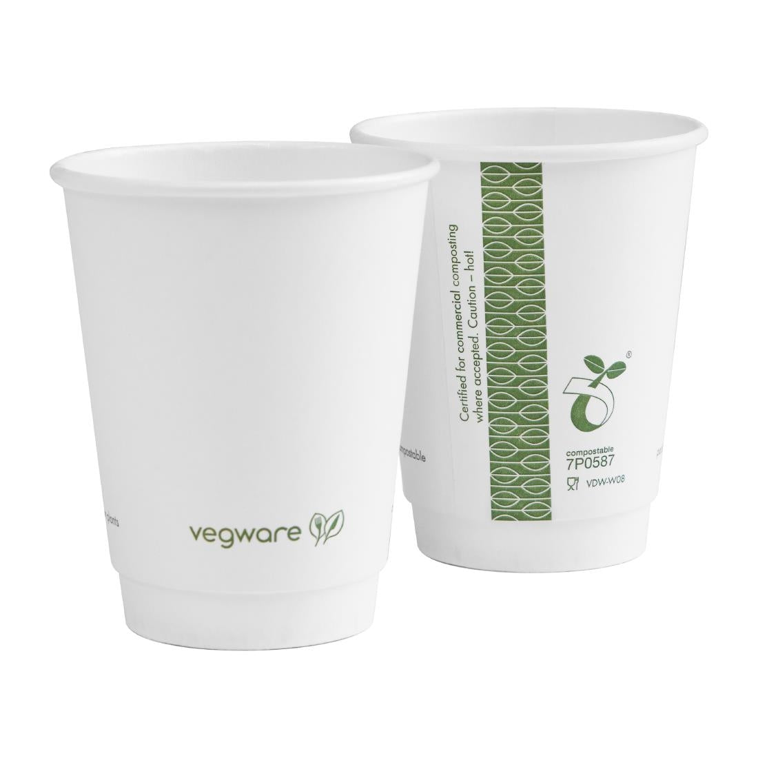 DX576 Vegware Hot Cup White Double Wall 8oz 79-Series (Pack of 500)