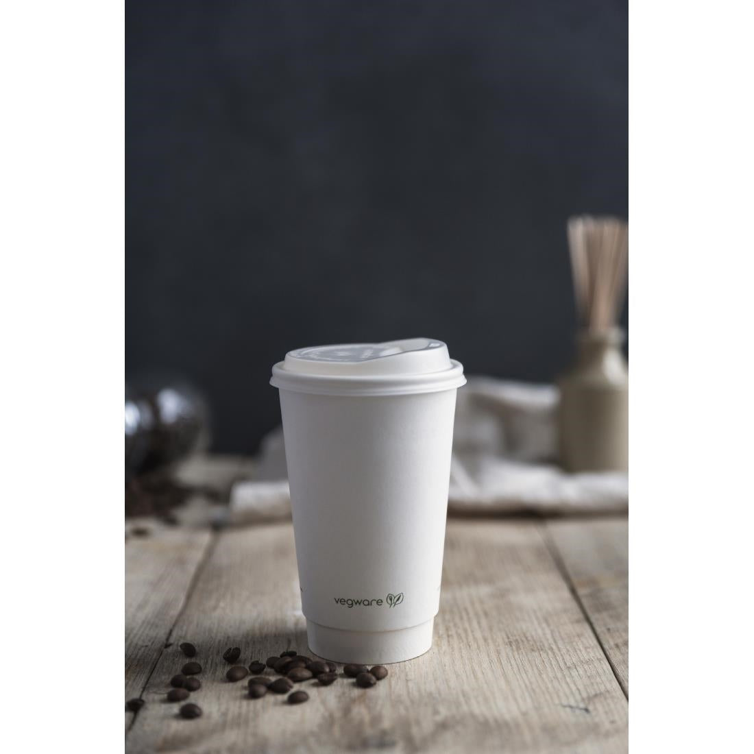DX578 Vegware Hot Cup White Double Wall 16oz 89-Series (Pack of 400)
