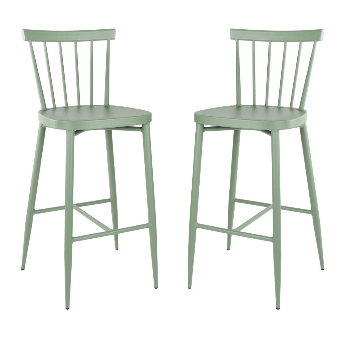 DX689 Bolero Windsor Aluminium Green High Stools (Pack of 2)