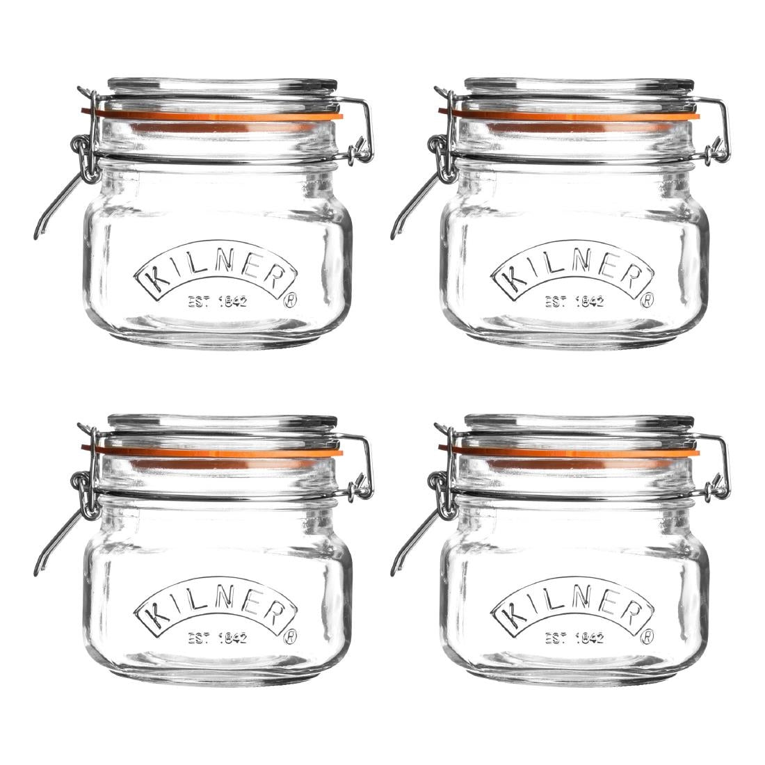 DX961 Kilner Square Clip Top JarÂ 0.5LtrÂ (Pack 4)