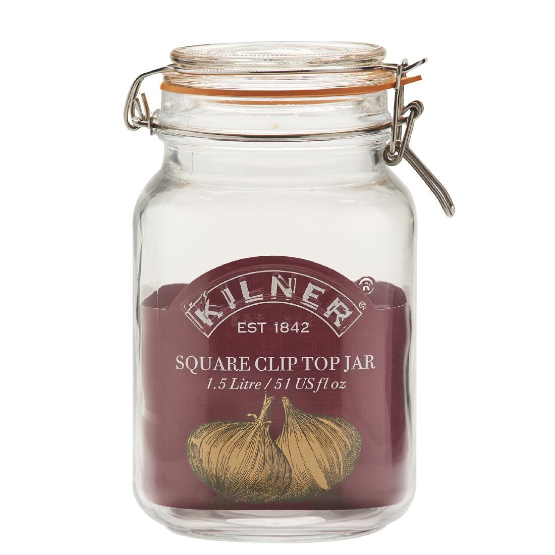 DX963 Kilner Square Clip Top Jar 1.5Ltr (Pack 4)