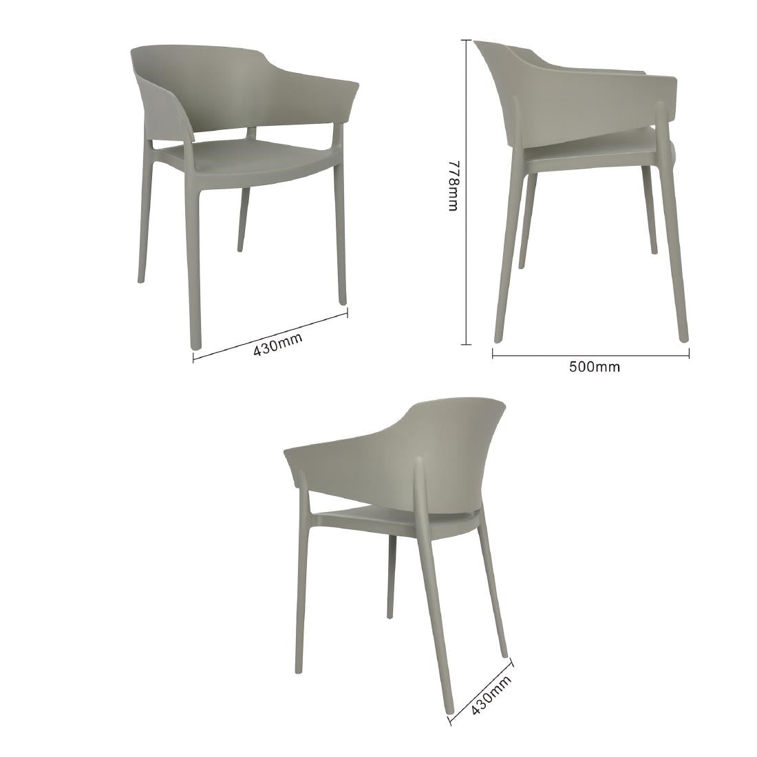 DX970 Bolero Lorenzo Cafe Chairs Medium Grey (Pack of 2)