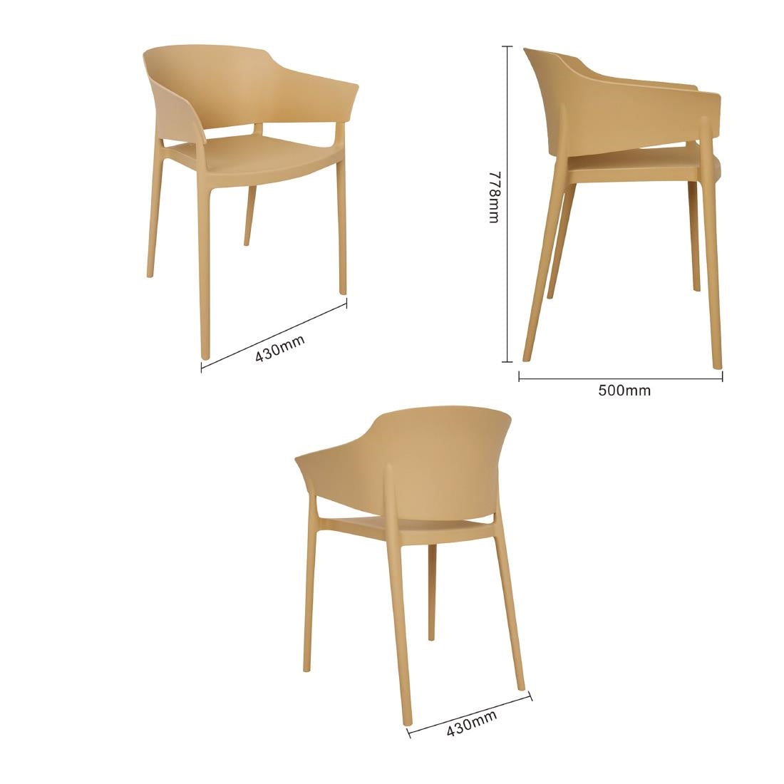 DX972 Bolero Lorenzo Cafe Chairs Warm Cream (Pack of 2)