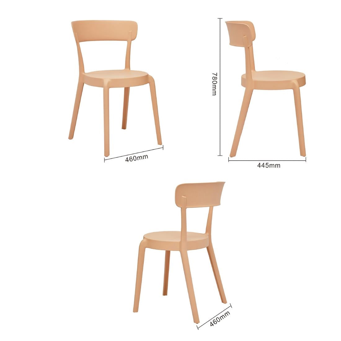 DX975 Bolero Mila CafÃ© Chairs Light Salmon (Pack of 2)