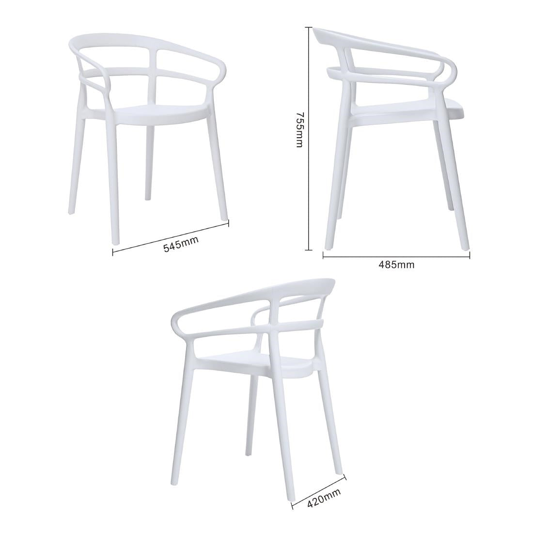 DX979 Bolero Mateo CafÃ© Chairs White (Pack of 2)