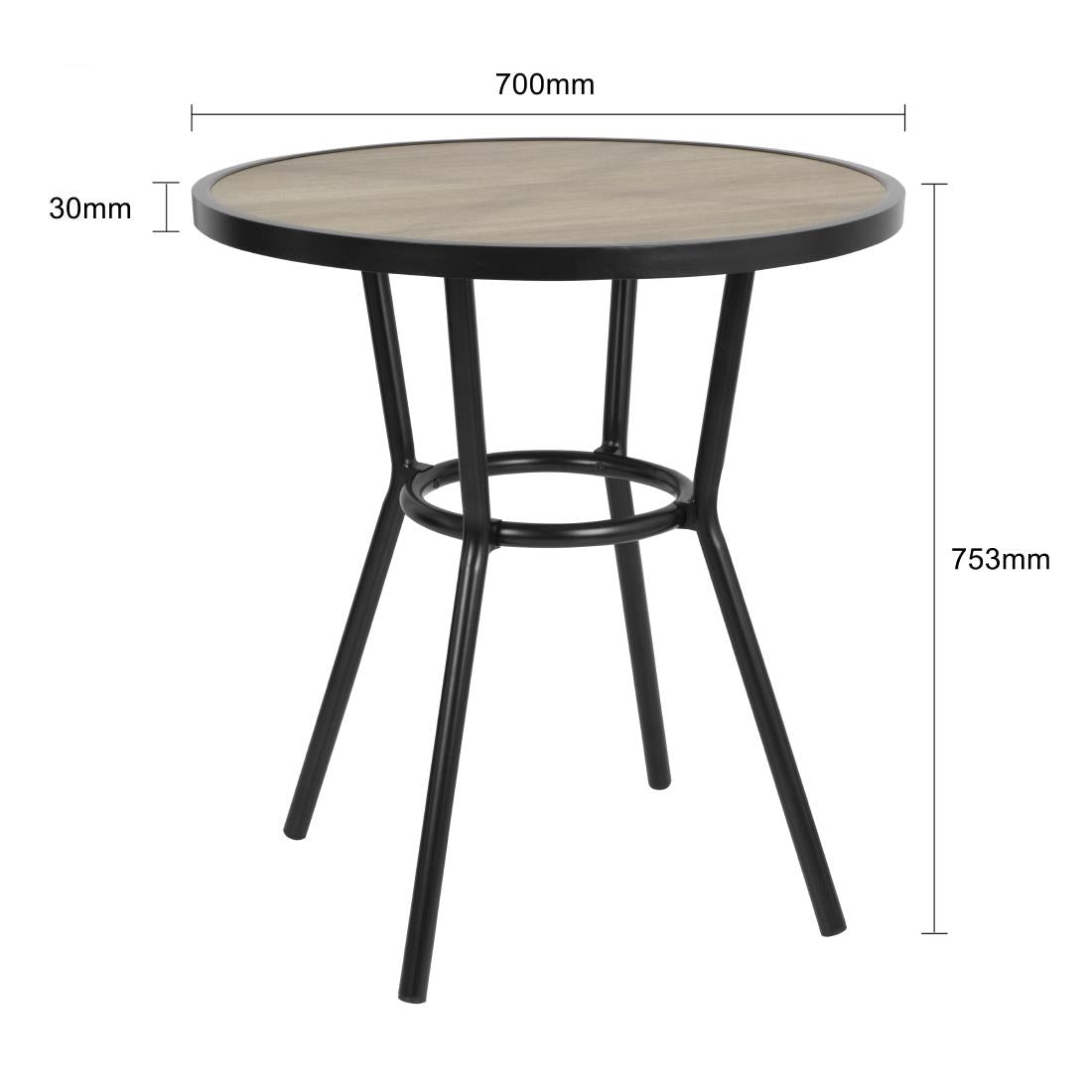 DX986 Bolero Marston Round Outdoor Table Black 700mm