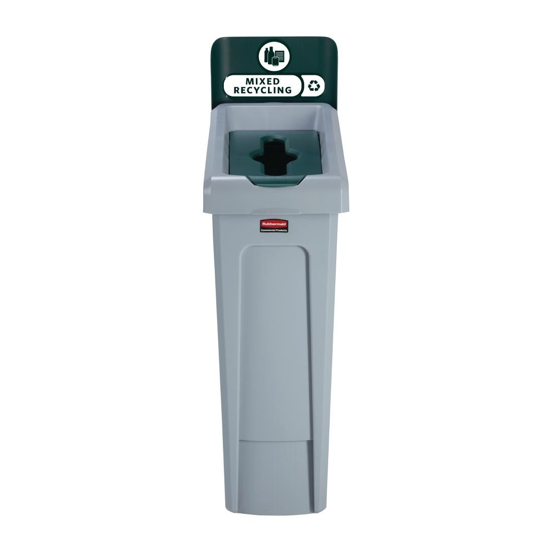 DY084 Rubbermaid Slim Jim Mixed Recycling Station Green 87Ltr