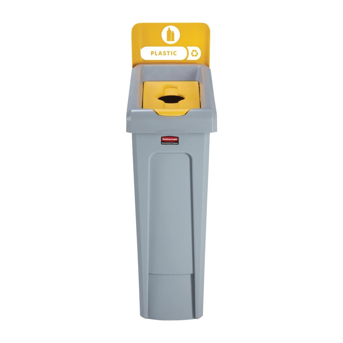 DY085 Rubbermaid Slim Jim Plastic Recycling Station Yellow 87Ltr