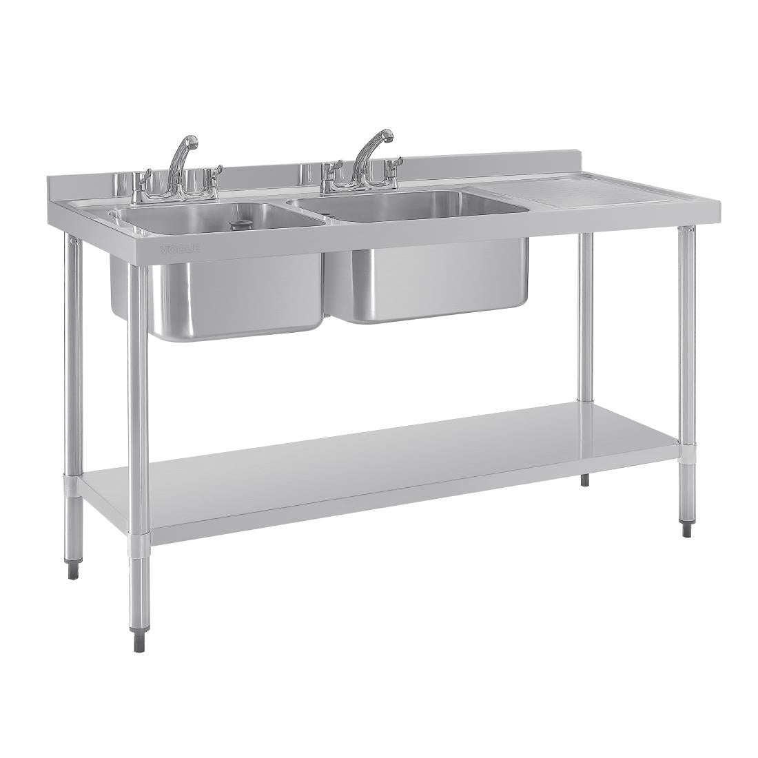 Vogue Double Sink Right Hand Drainer 1500mm