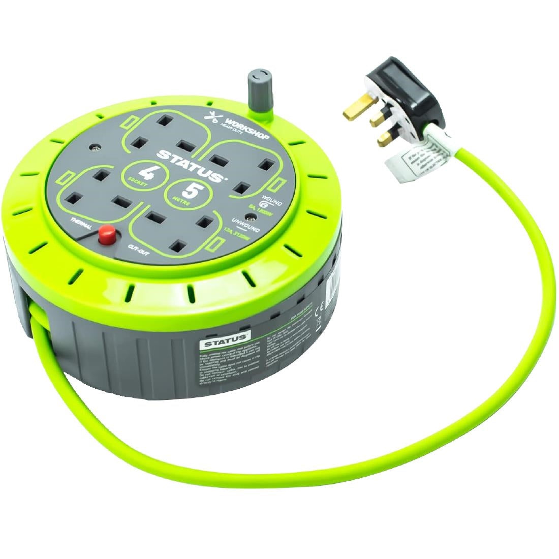 DZ472 Status 4 Socket Cable Reel with Thermal Cut Out 13Amp 5m